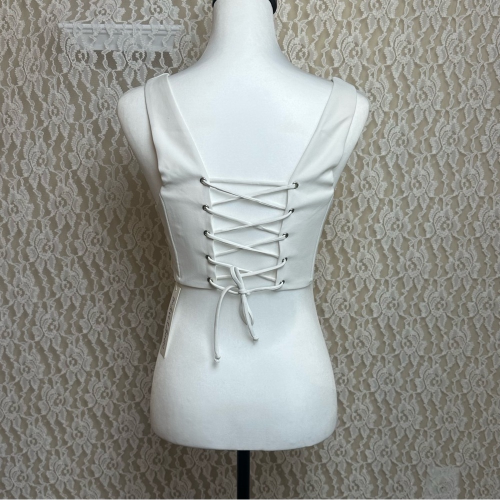 FOR LOVE & LEMONS NOMI CROP TOP IVORY, SZ. SMALL - Picture 4 of 8